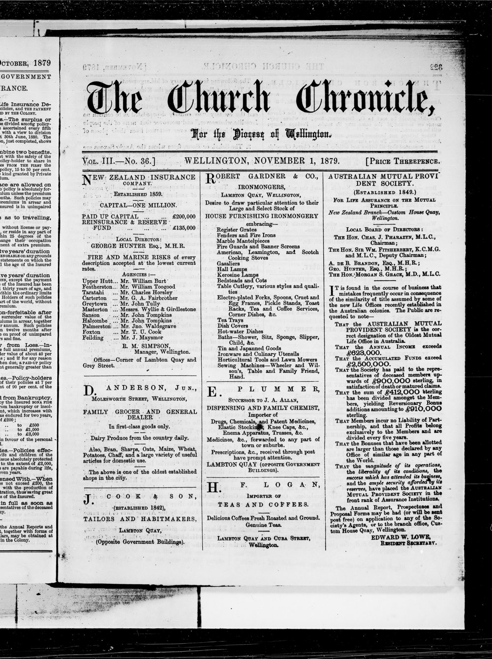 The Church Chronicle, Wellington: 1st November 1879