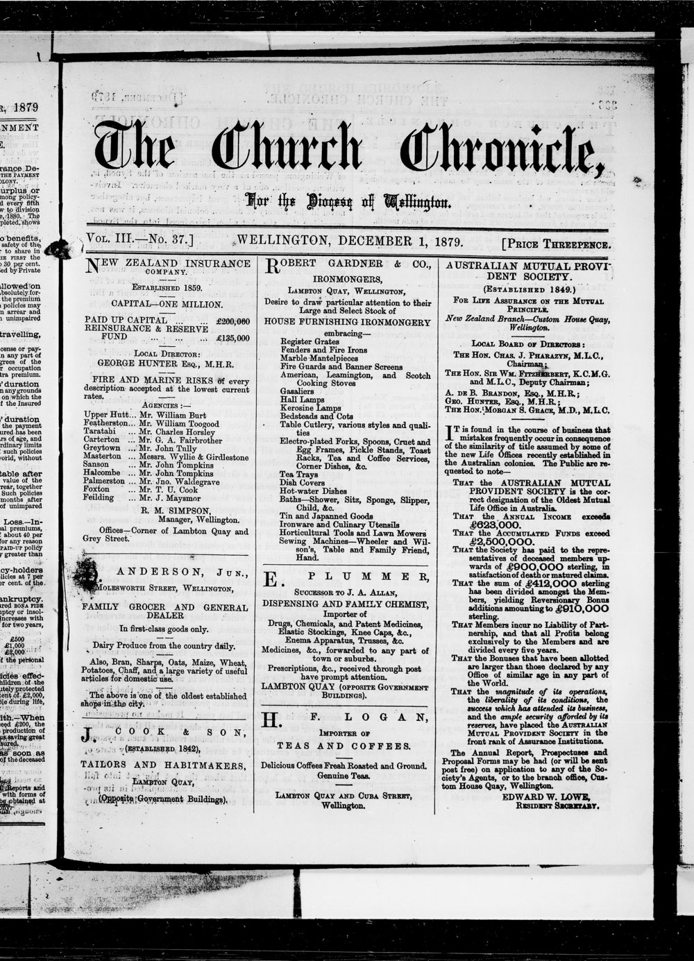 The Church Chronicle, Wellington: 1st December 1879