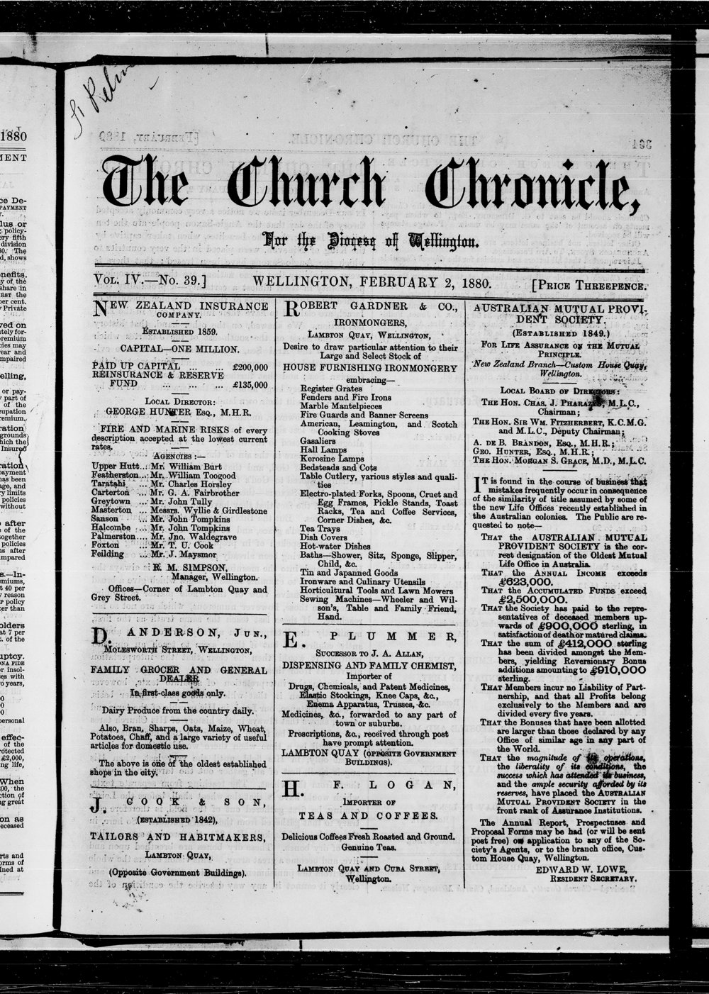The Church Chronicle, Wellington: 2nd February 1880