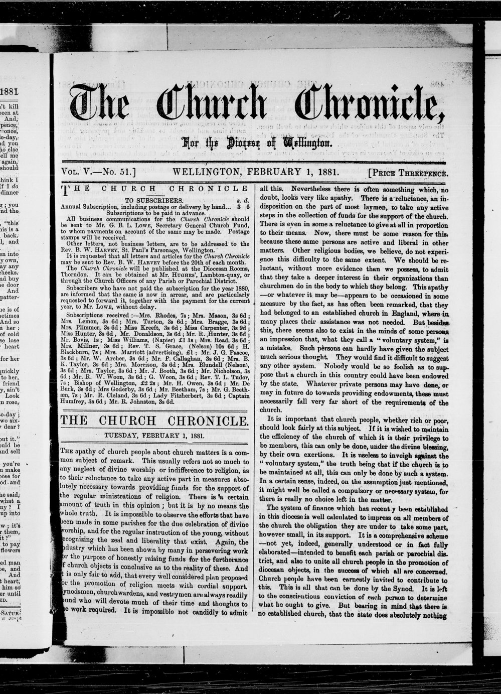 The Church Chronicle, Wellington: 1st February 1881
