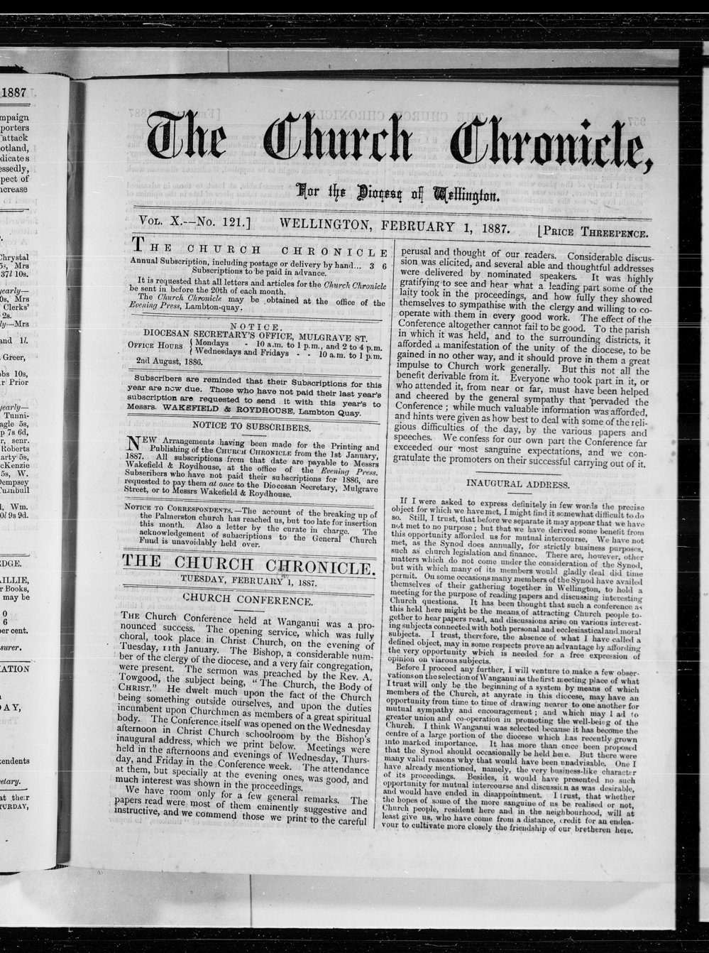 The Church Chronicle, Wellington: 1st February 1887
