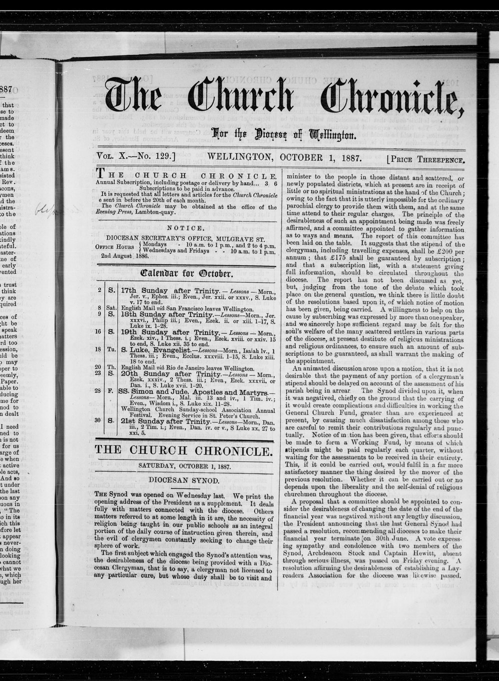 The Church Chronicle, Wellington: 1st October 1887
