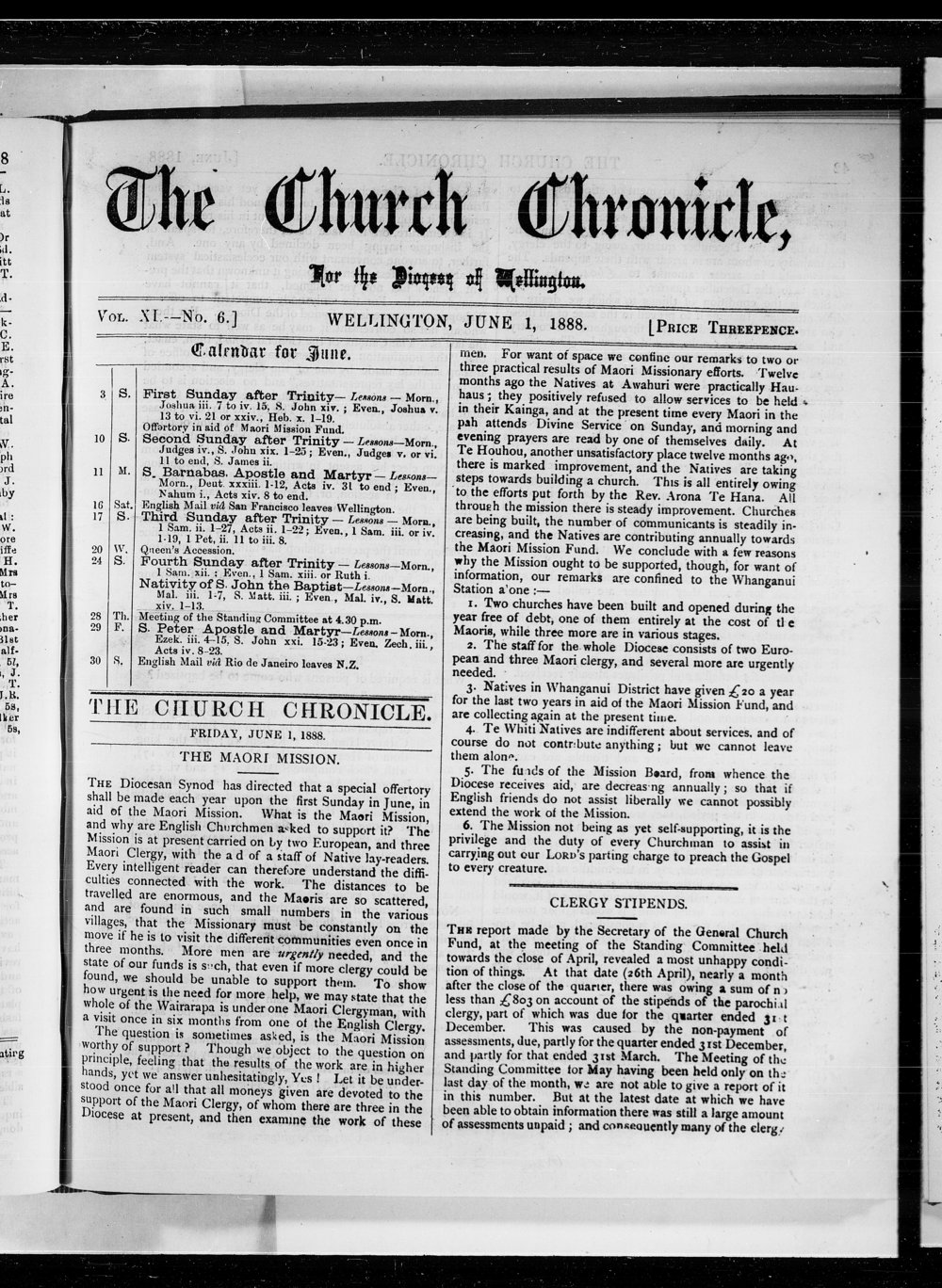 The Church Chronicle, Wellington: 1st June 1888