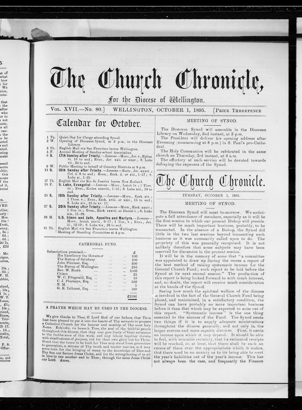 The Church Chronicle, Wellington: 1st October 1895