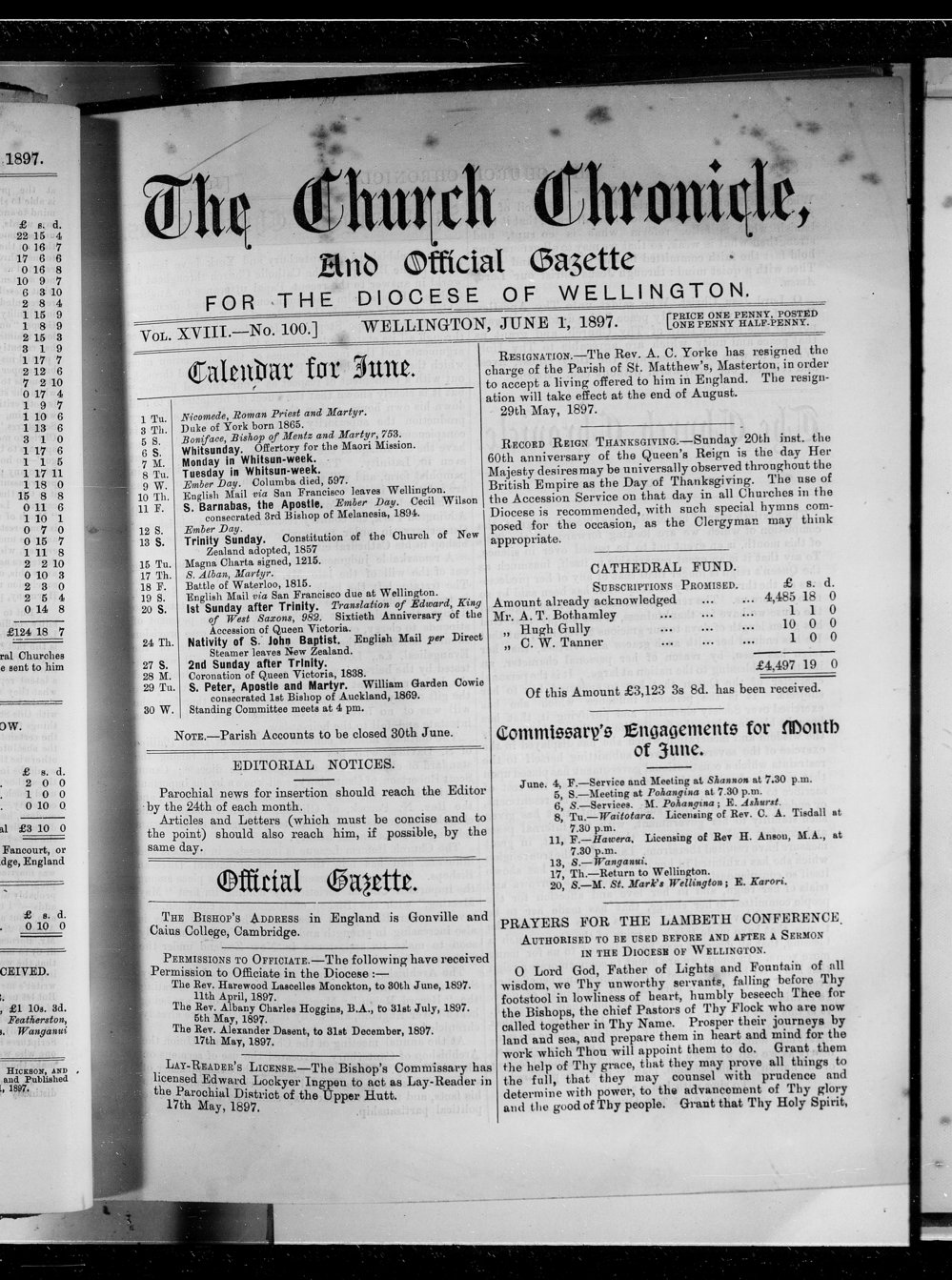 The Church Chronicle, Wellington: 1st June 1897