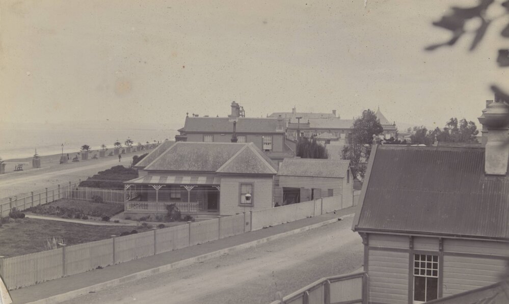 Street view of buildings, probably Hukarere