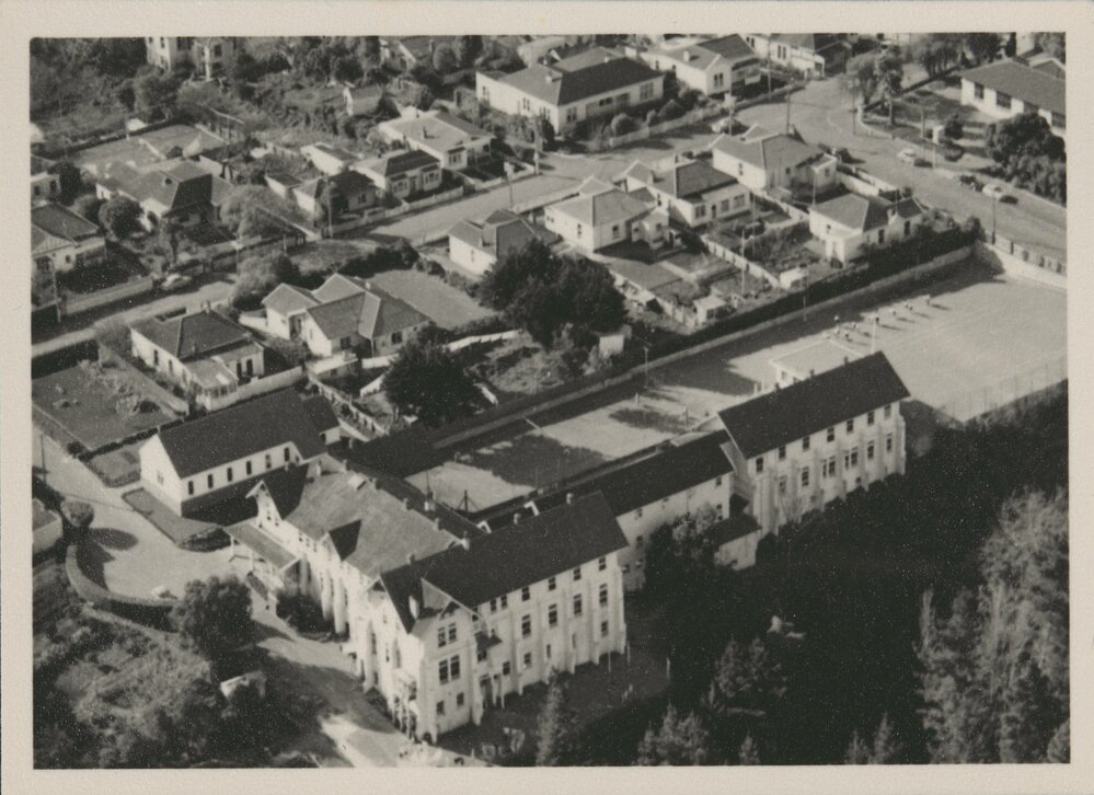 Aerial view of Hukarere School buildings Napier Terrace