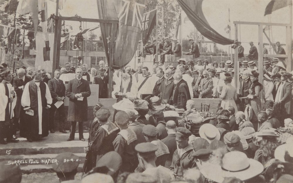 Laying of the foundation stone at Napier Terrace, 1911