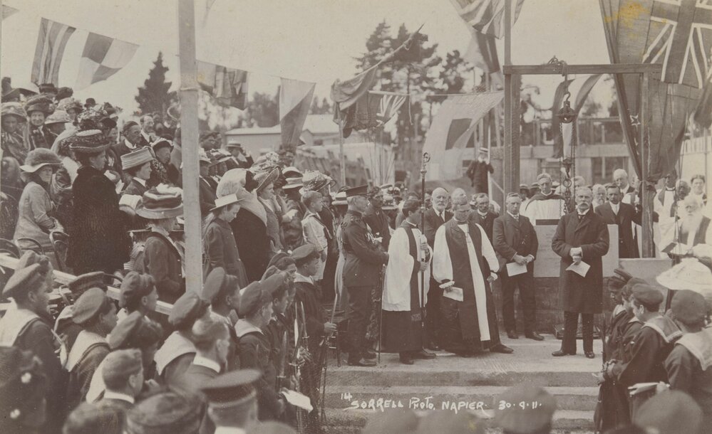 Laying of the foundation stone at Napier Terrace, 1911