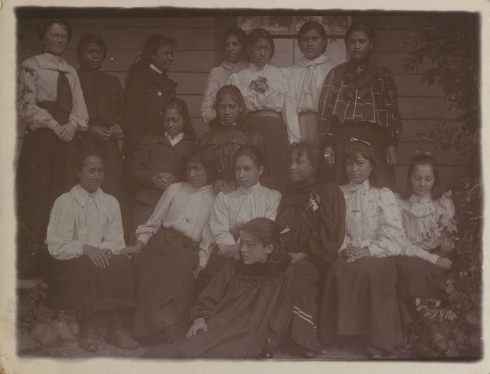 Group of young women on the verandah