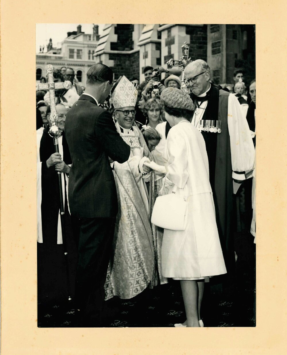 Queen Elizabeth II and Prince Phillip at Christchurch Cathedral, 1963