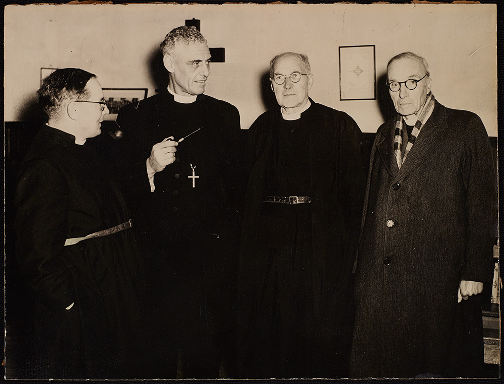 Diocesan Synod group - Archdeacon Dawson, Bishop Holland, Rev. Mortimer-Jones, Archdeacon Gavin, 1957