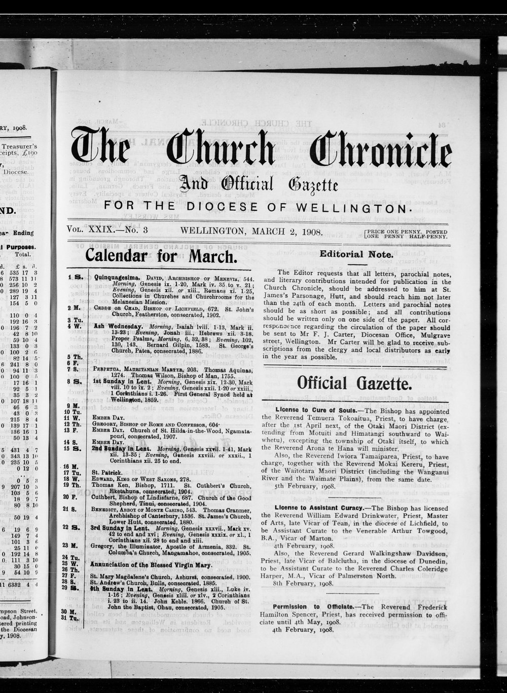 The Church Chronicle, Wellington: 1st March 1908