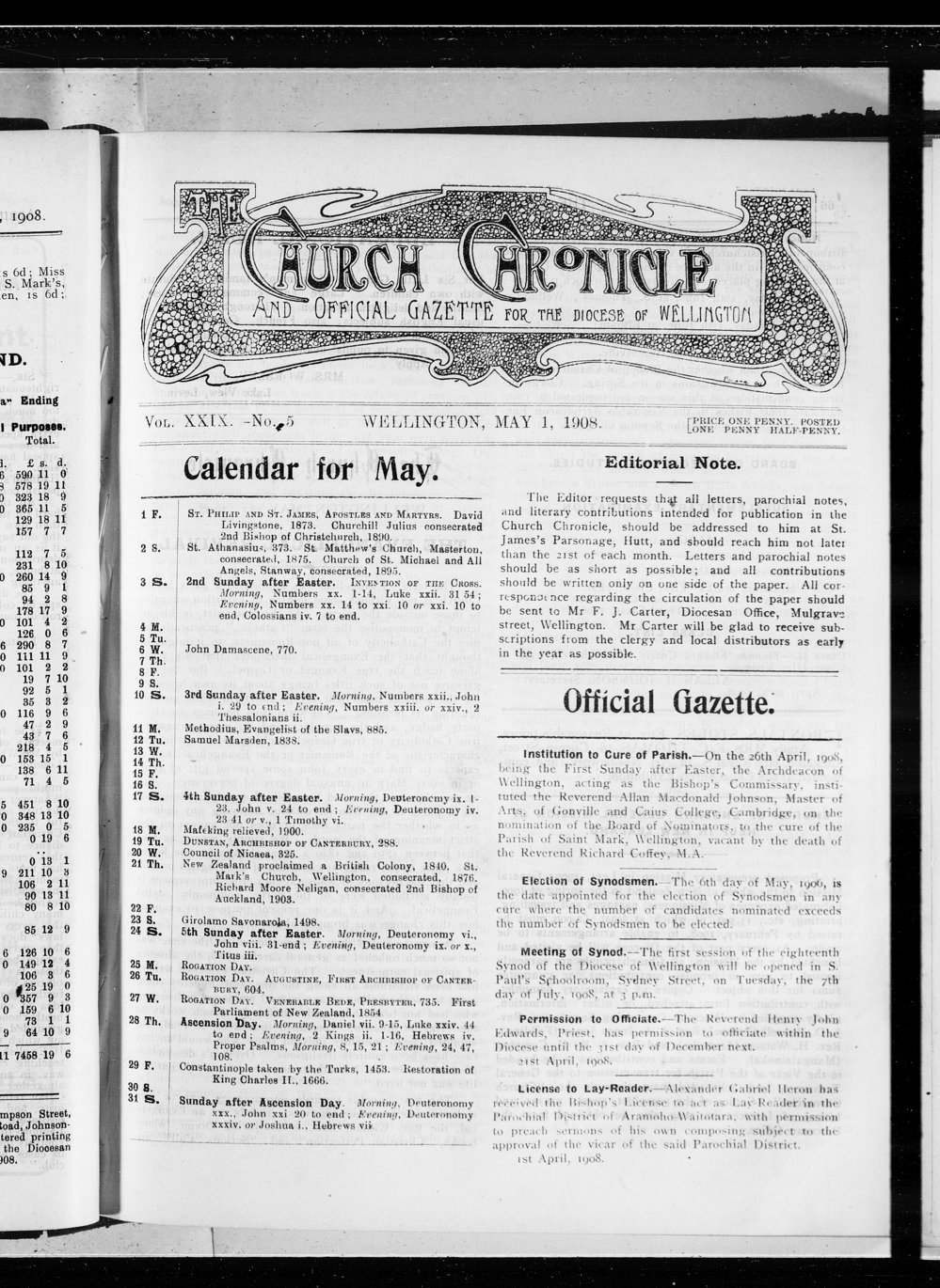 The Church Chronicle, Wellington: 1st May 1908