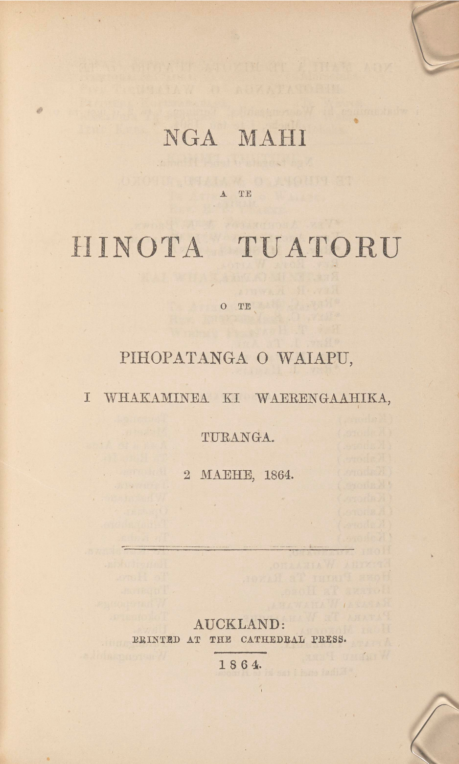 Diocese of Waiapu Synod Proceedings 1864