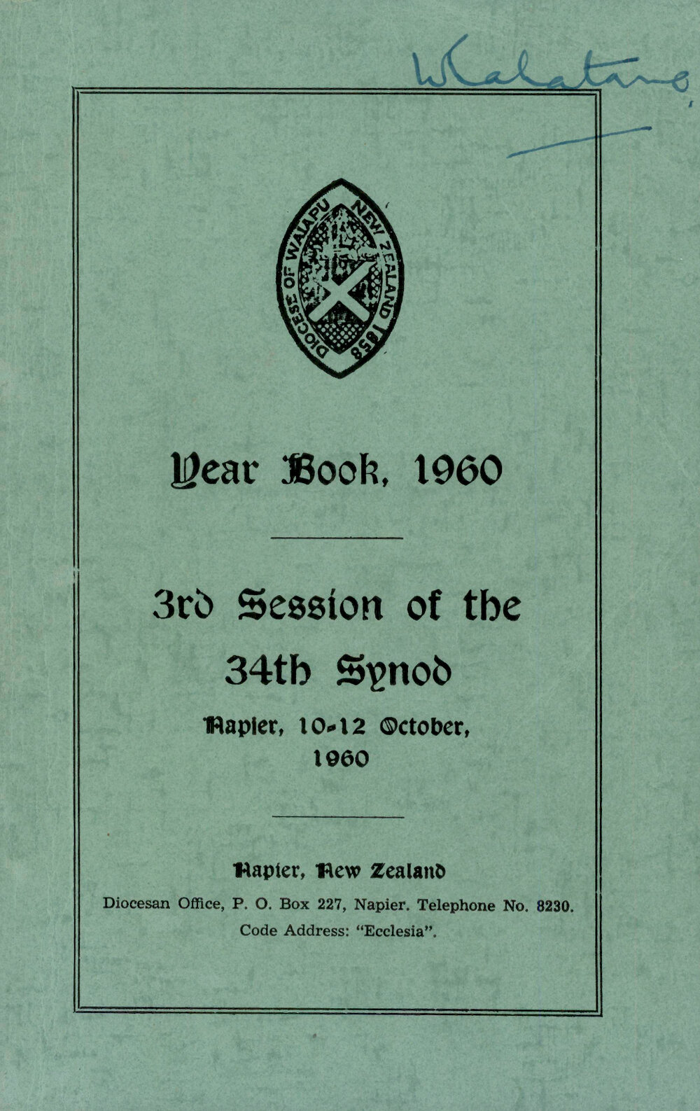 Diocese of Waiapu Synod Proceedings 1960