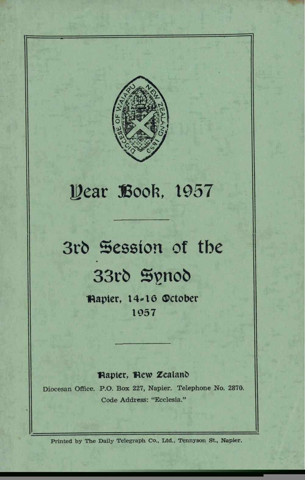 Diocese of Waiapu Synod Proceedings 1957