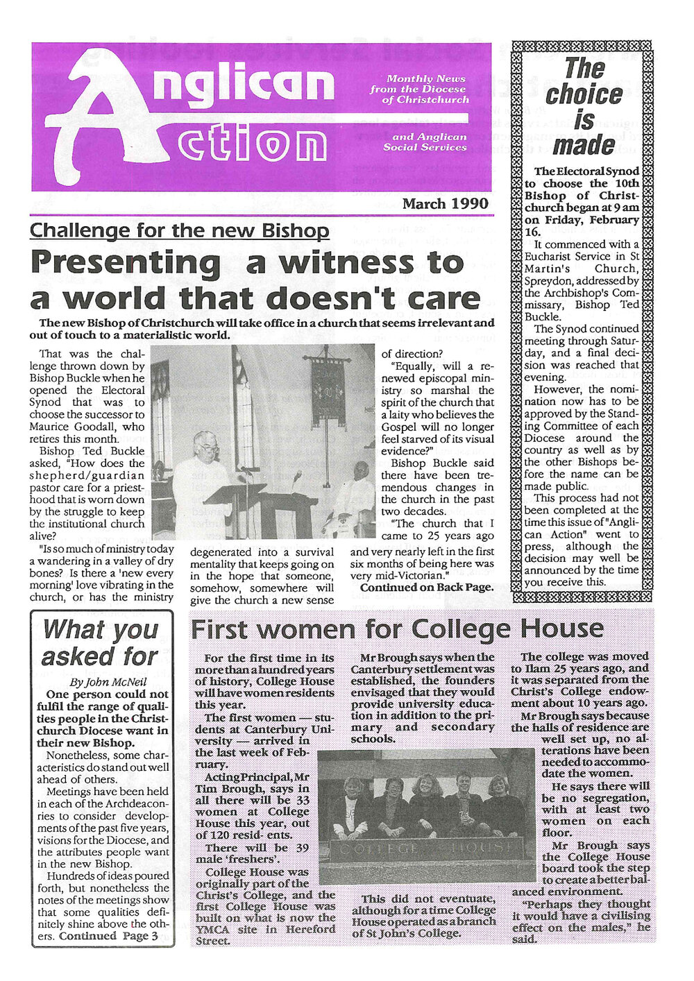Anglican Action 1990 March