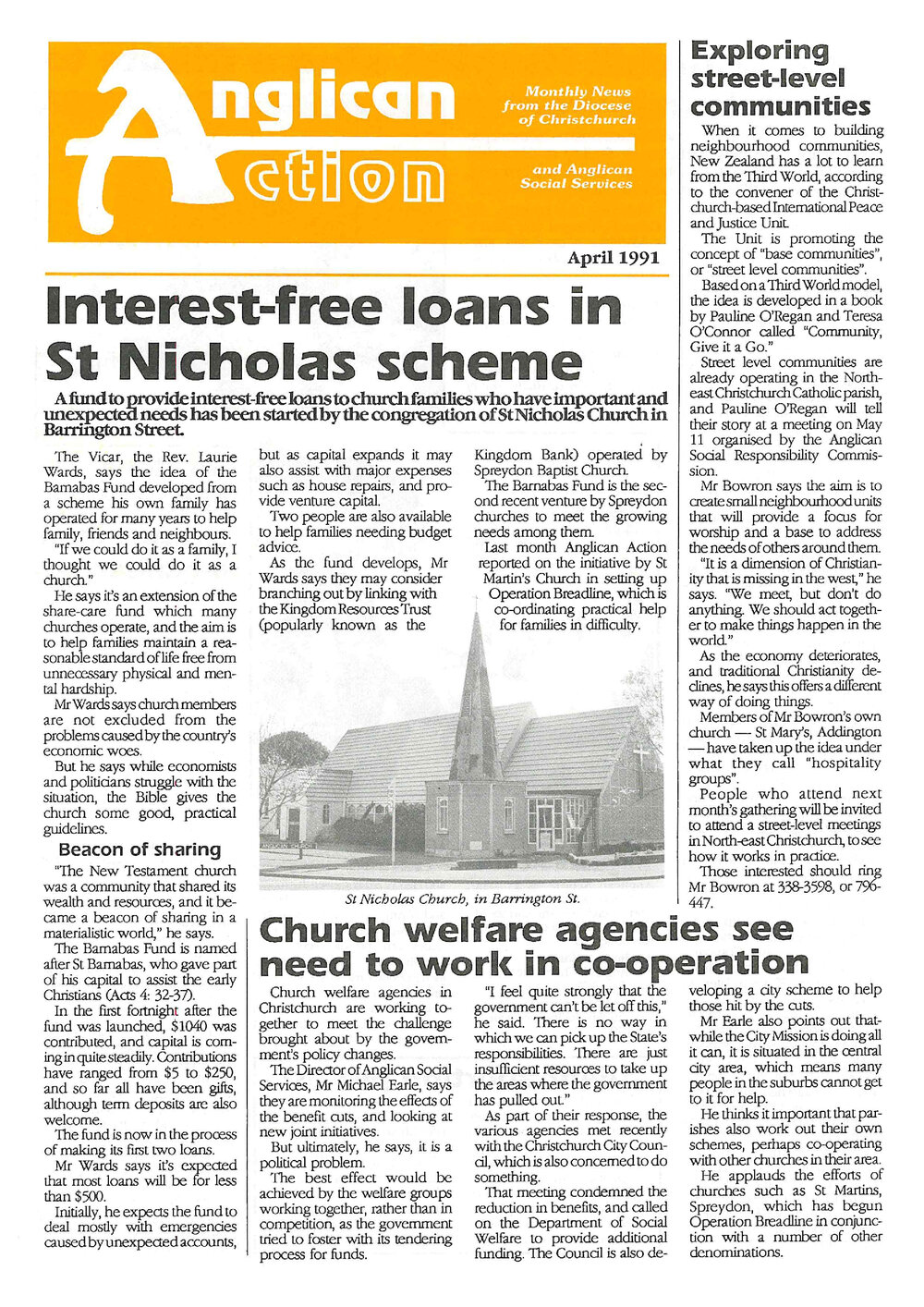Anglican Action 1991 April