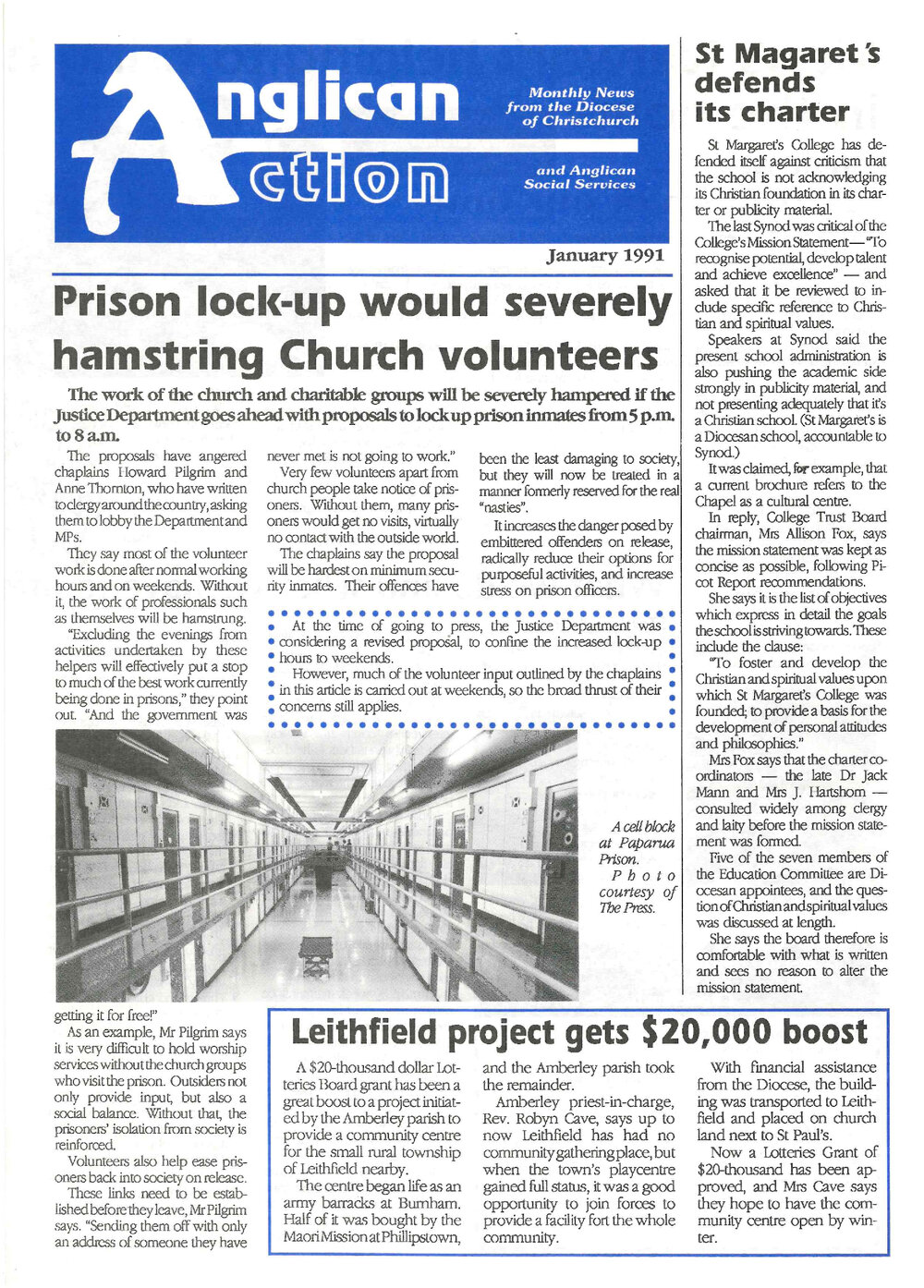 Anglican Action 1991 January