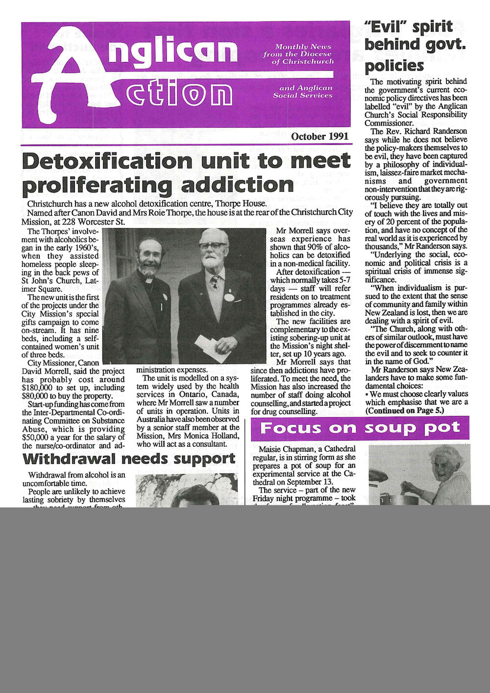 Anglican Action 1991 October