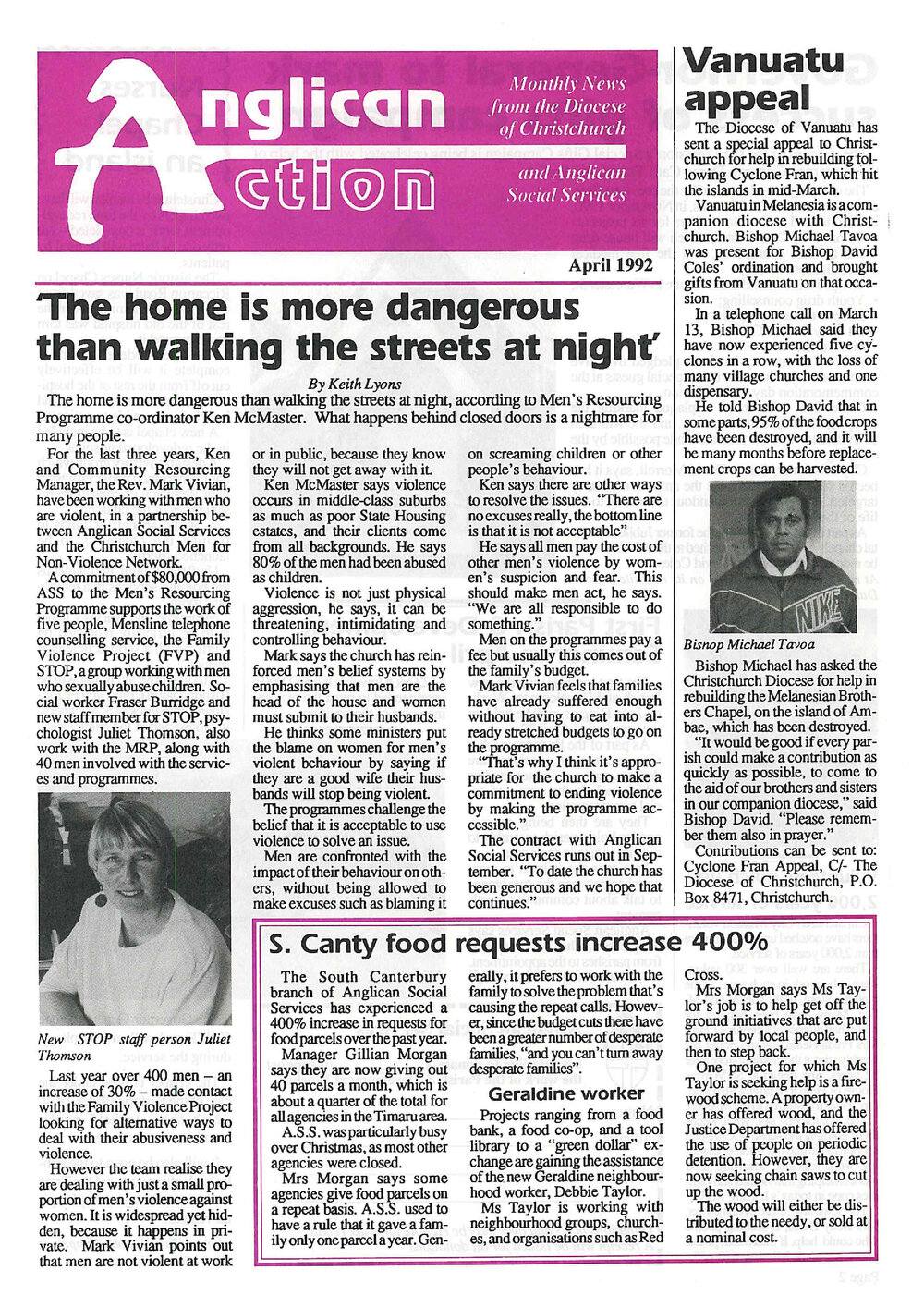 Anglican Action 1992 April