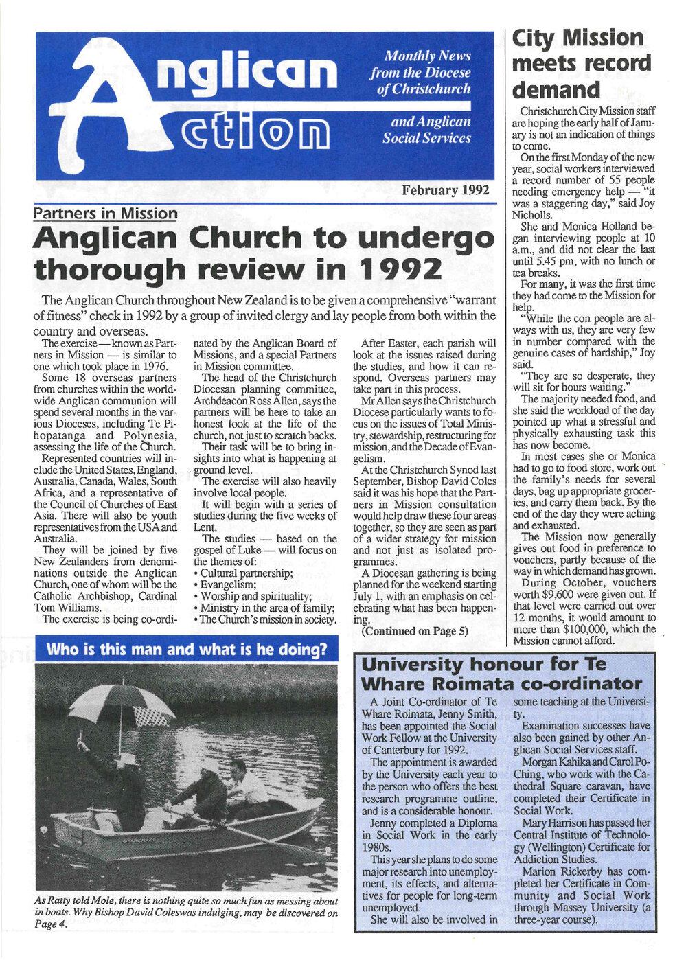 Anglican Action 1992 February