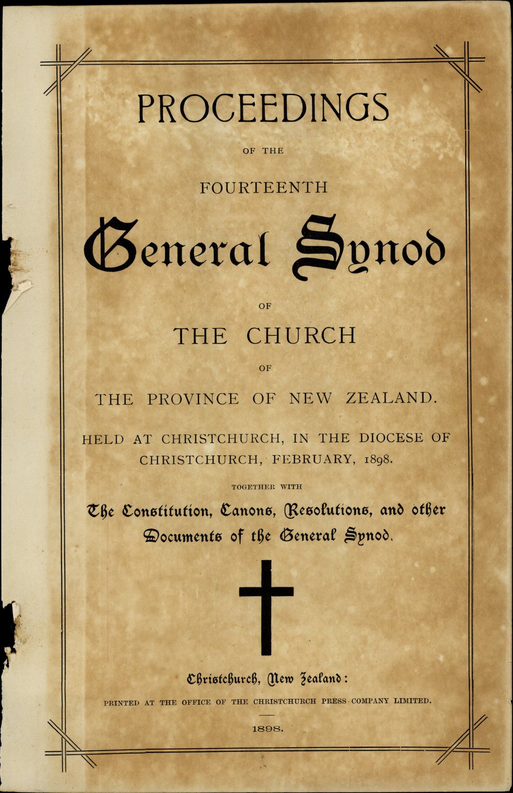Proceedings of the General Synod: 14th General Synod, 1898
