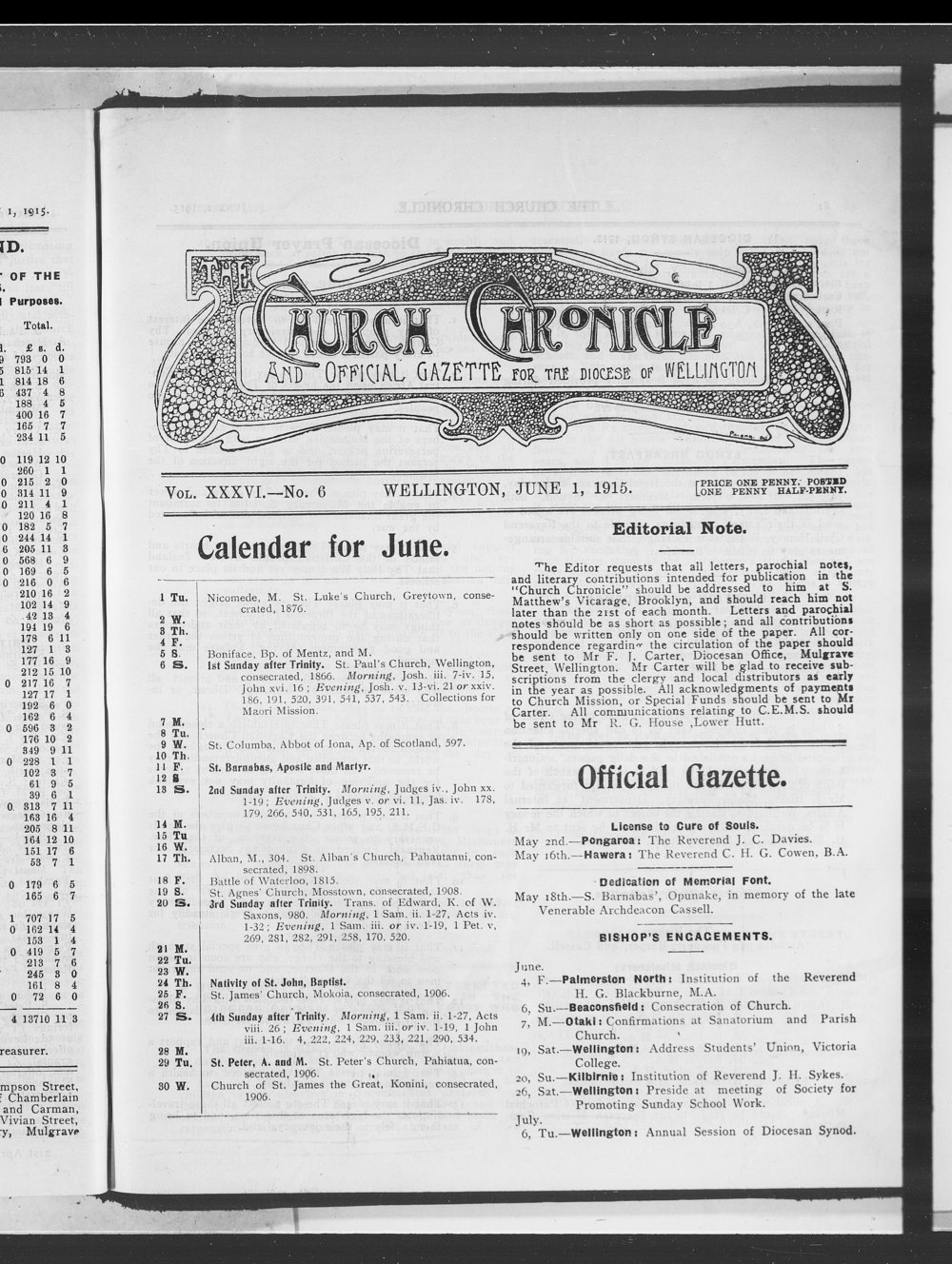 The Church Chronicle, Wellington: 1st June 1915