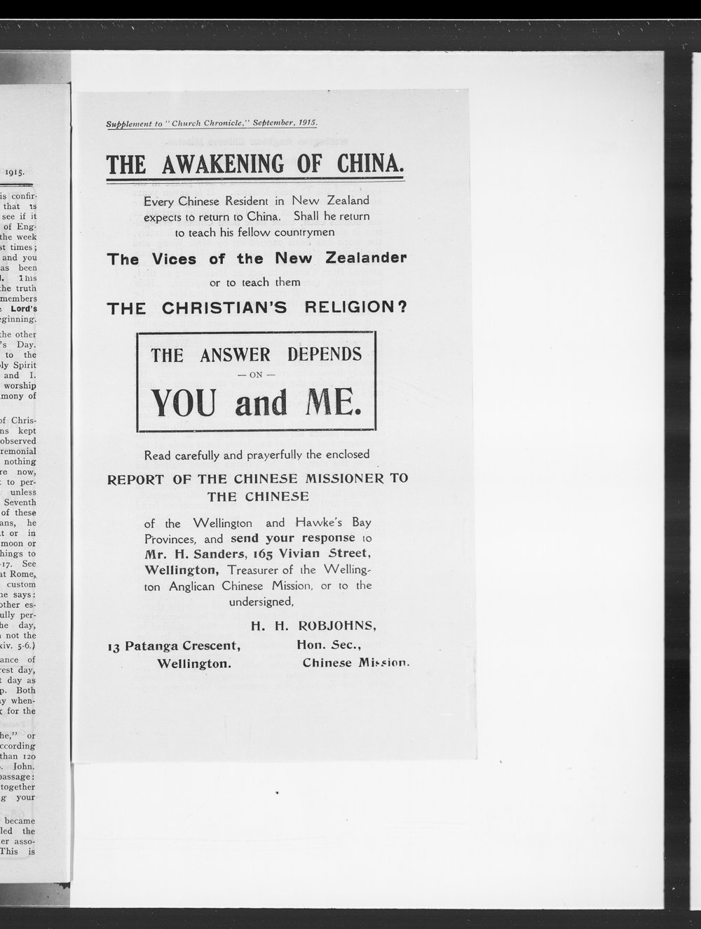 The Church Chronicle, Wellington: September 1915 Supplement