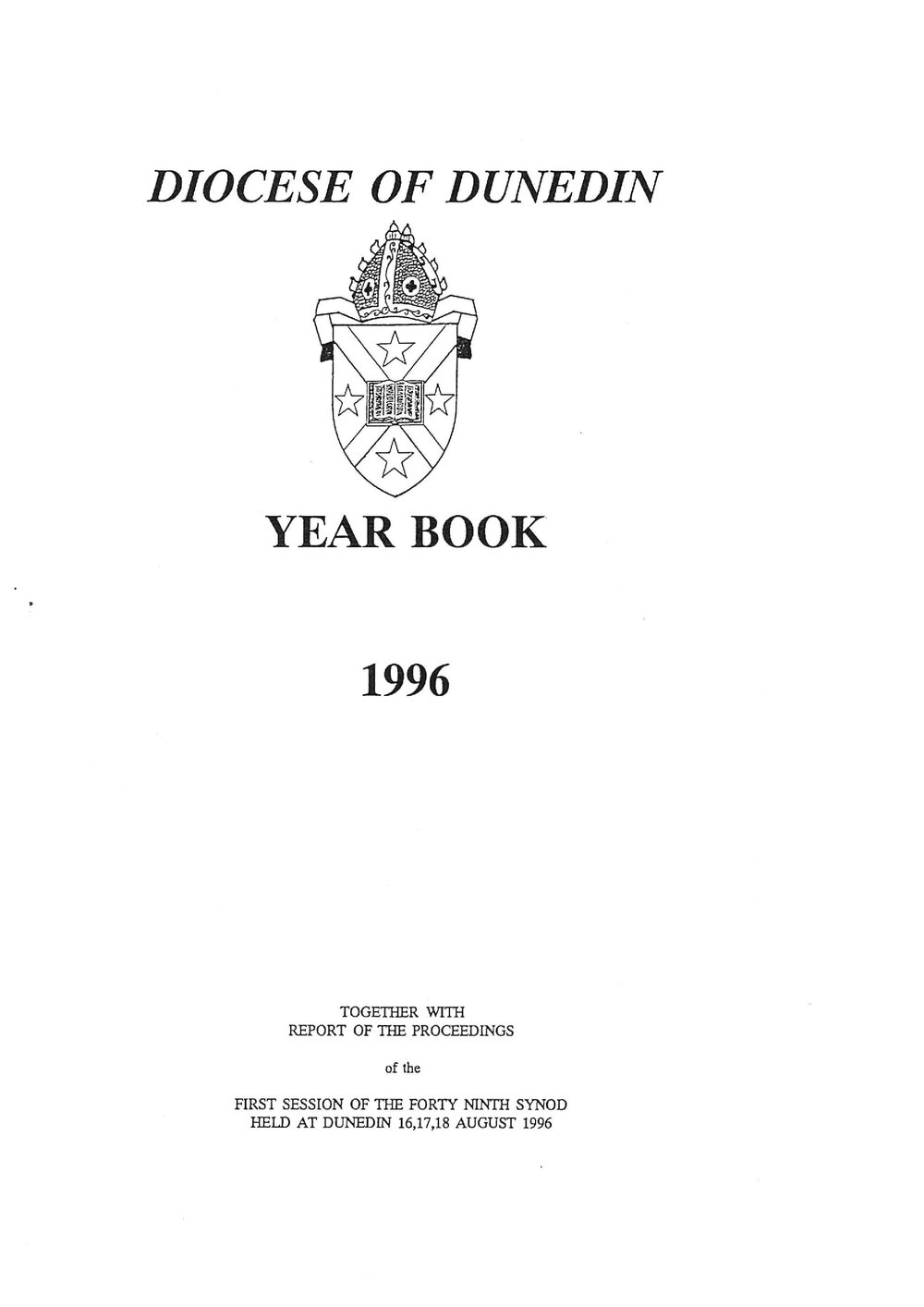 Diocese of Dunedin Yearbook 1996