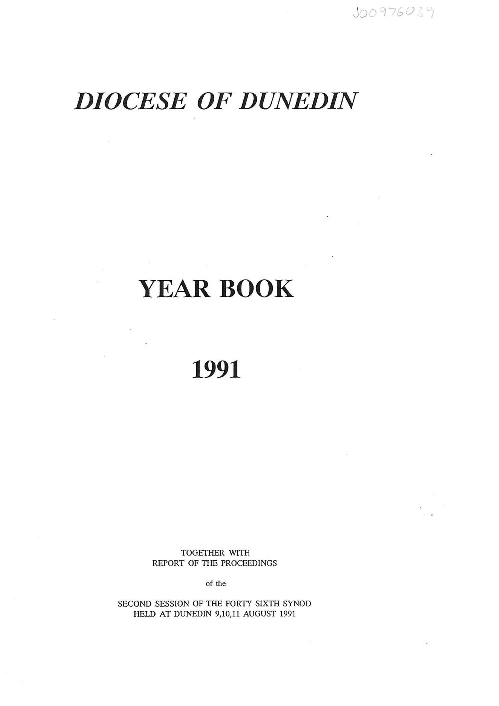 Diocese of Dunedin Yearbook 1991