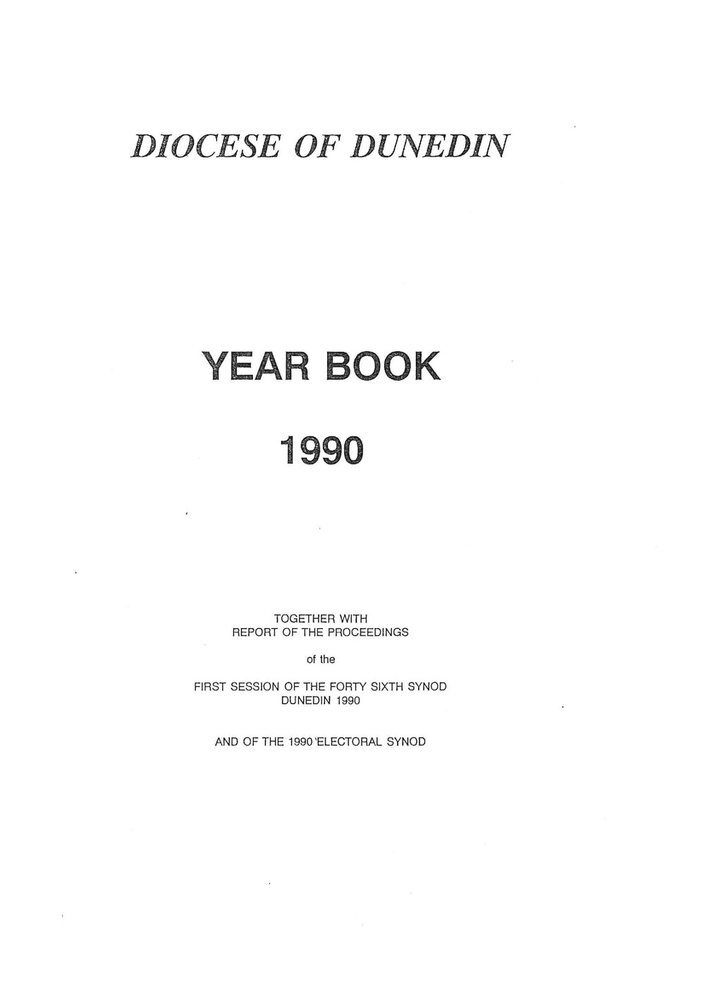 Diocese of Dunedin Yearbook 1990