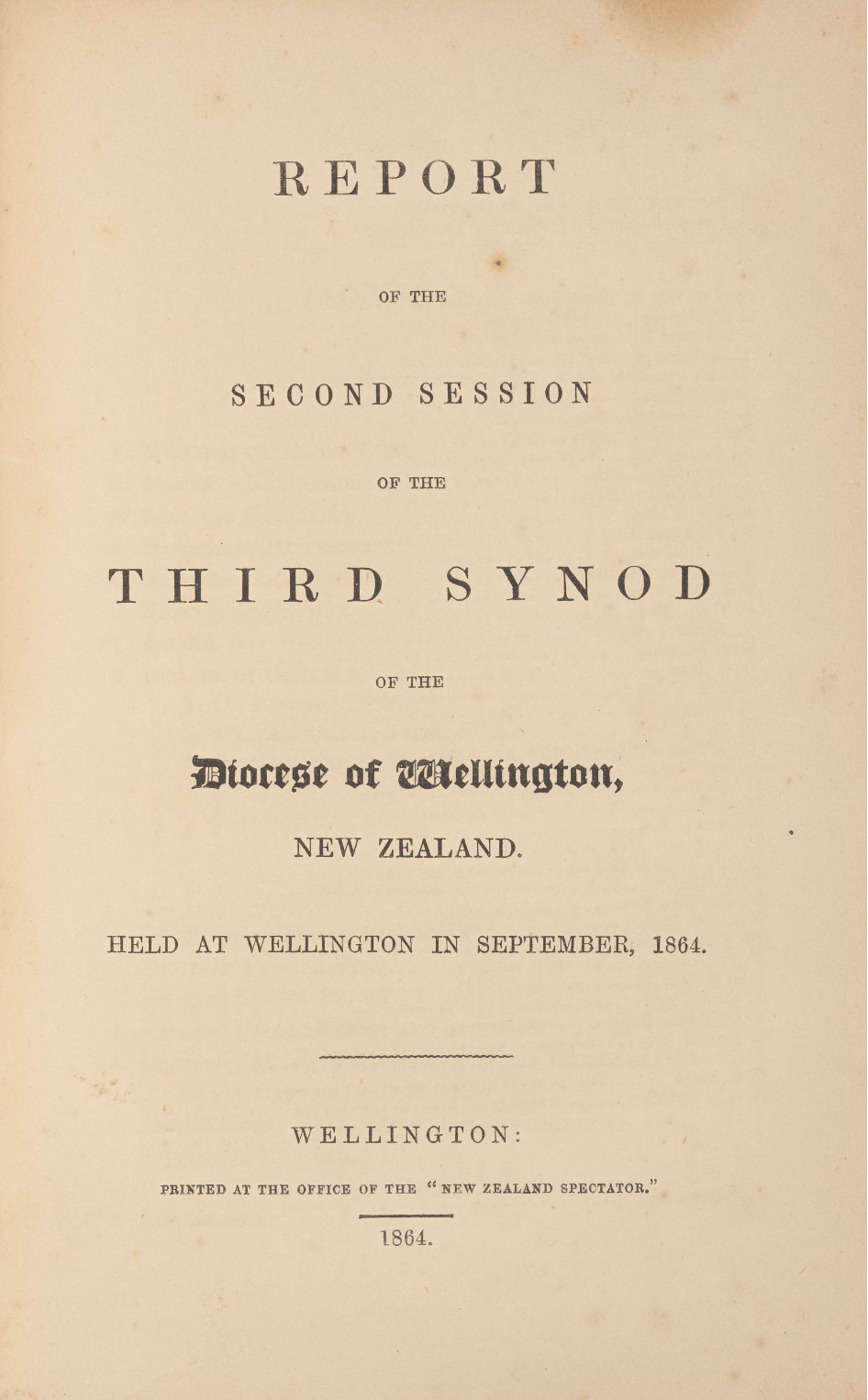 Diocese of Wellington Synod Proceedings 1864