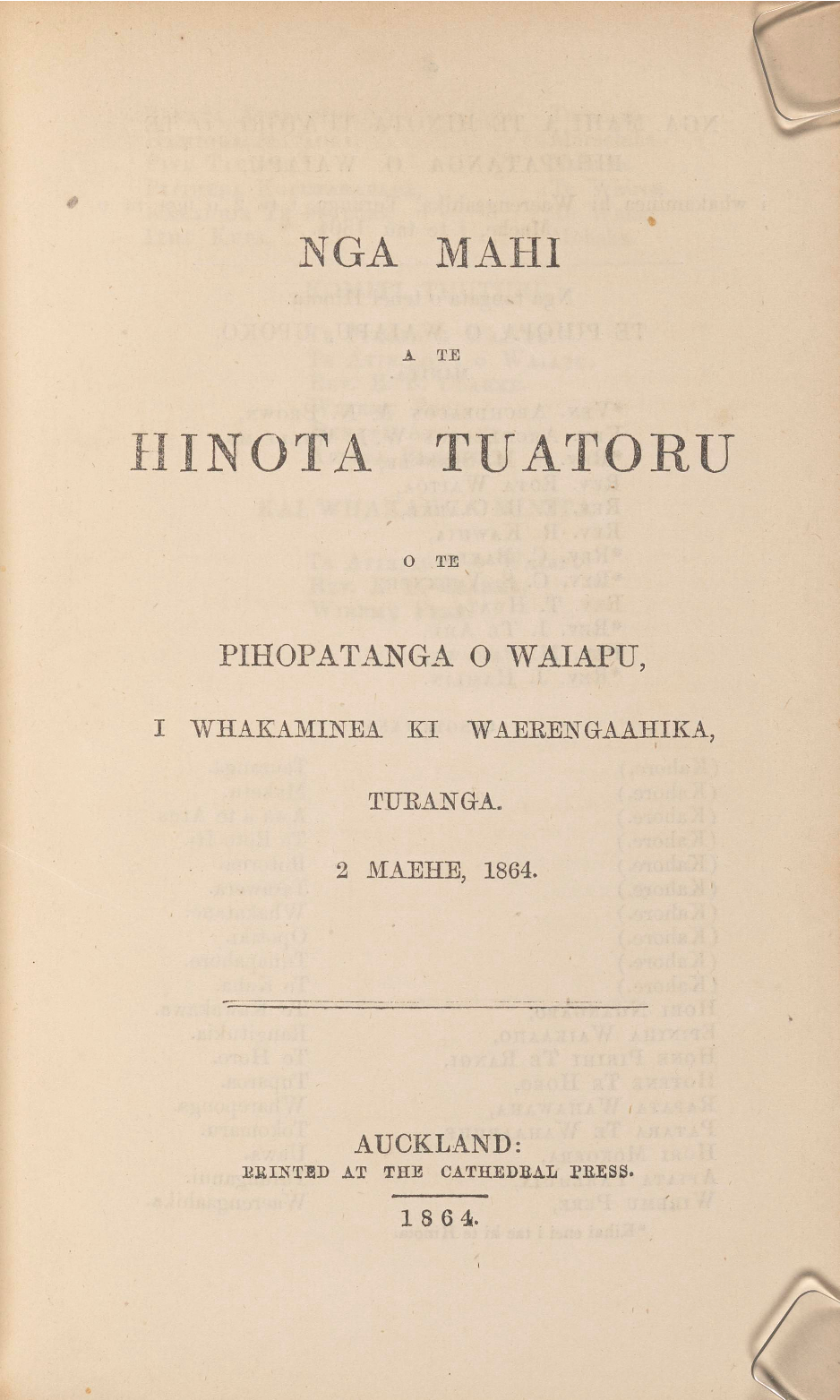 Diocese of Waiapu Synod Proceedings 1864