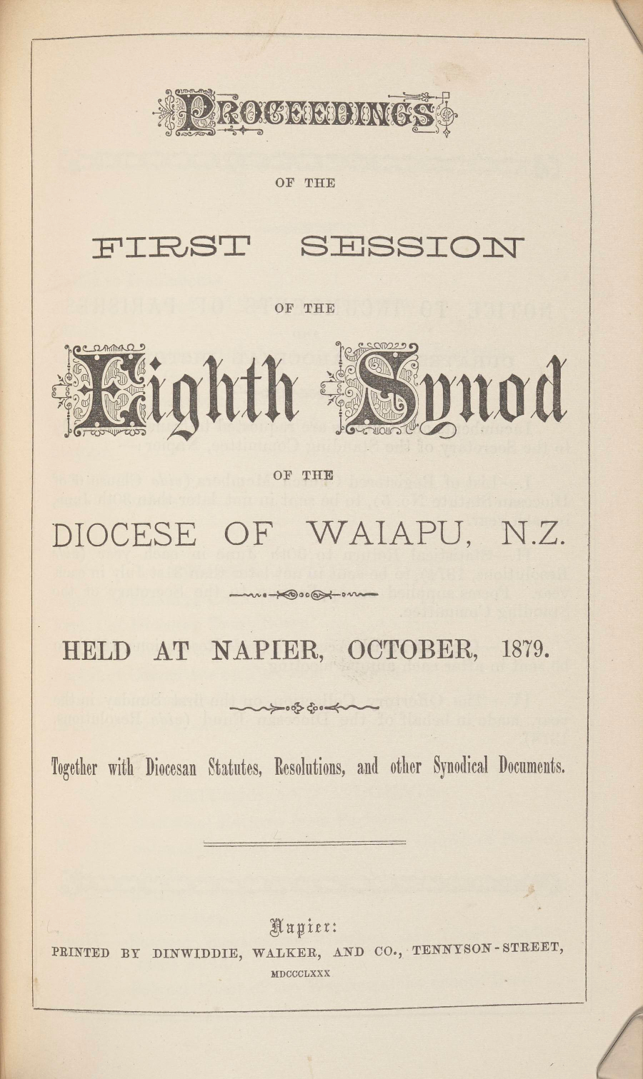 Diocese of Waiapu Synod Proceedings 1879