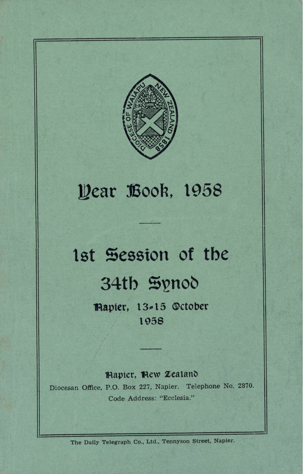 Diocese of Waiapu Synod Proceedings 1958