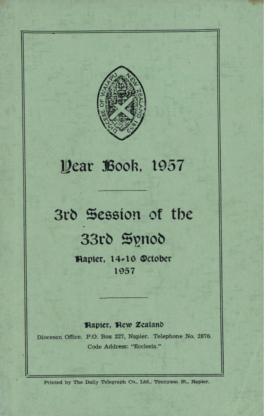 Diocese of Waiapu Synod Proceedings 1957