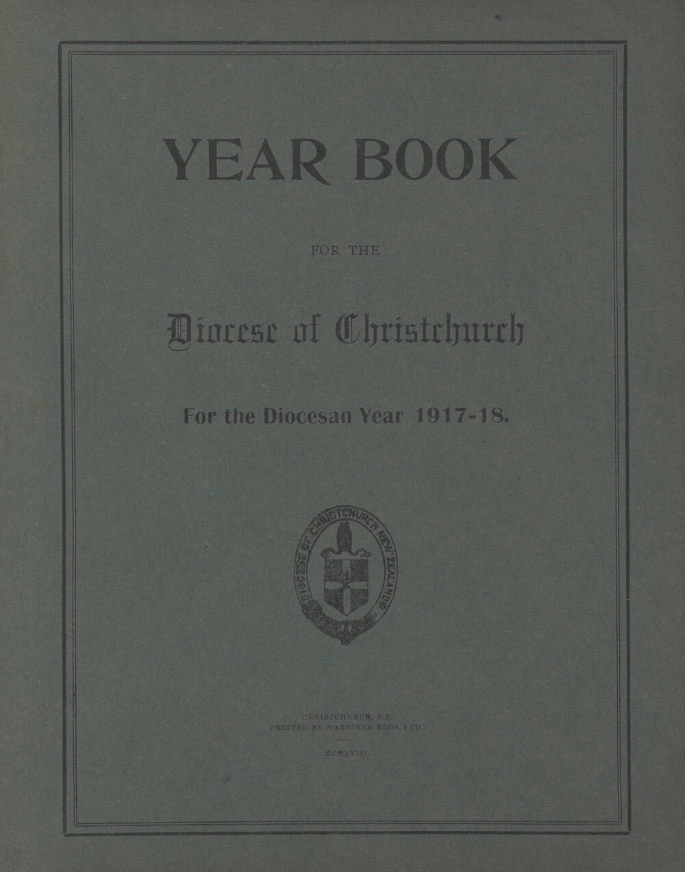 Diocese of Christchurch Year Book 1917-1918