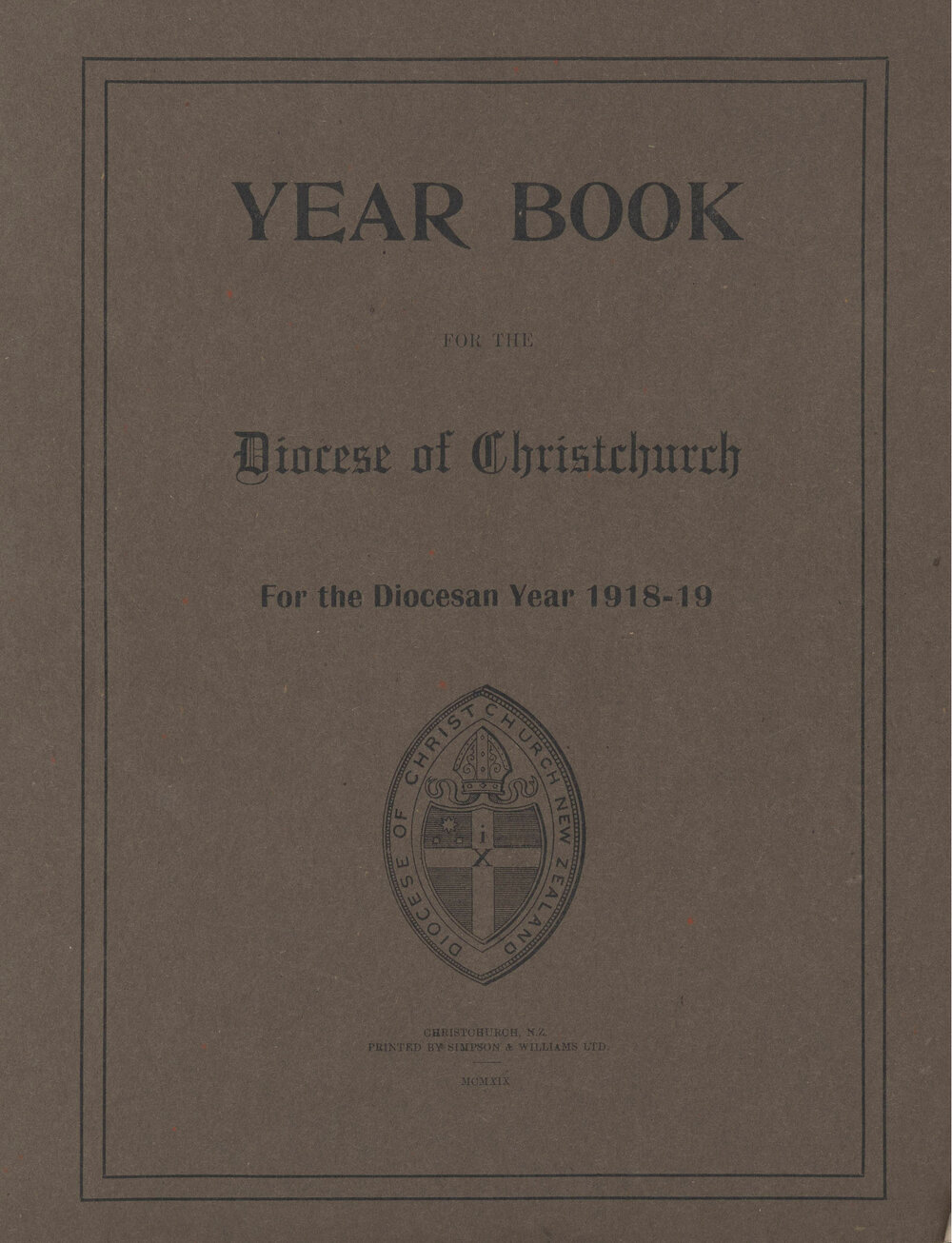 Diocese of Christchurch Year Book 1918-1919