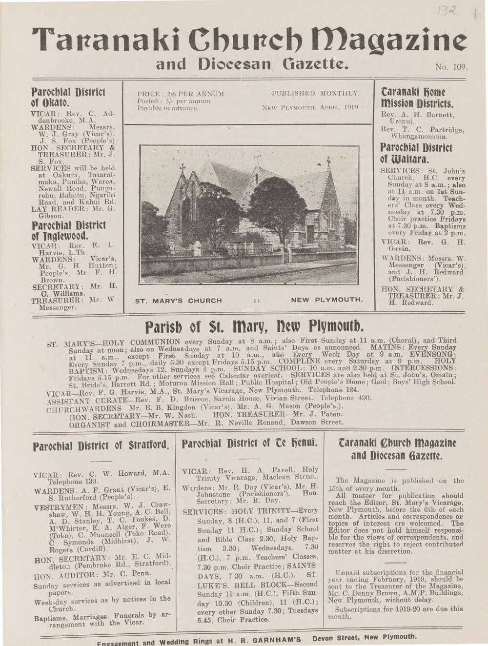 Taranaki Church Magazine 1919 April