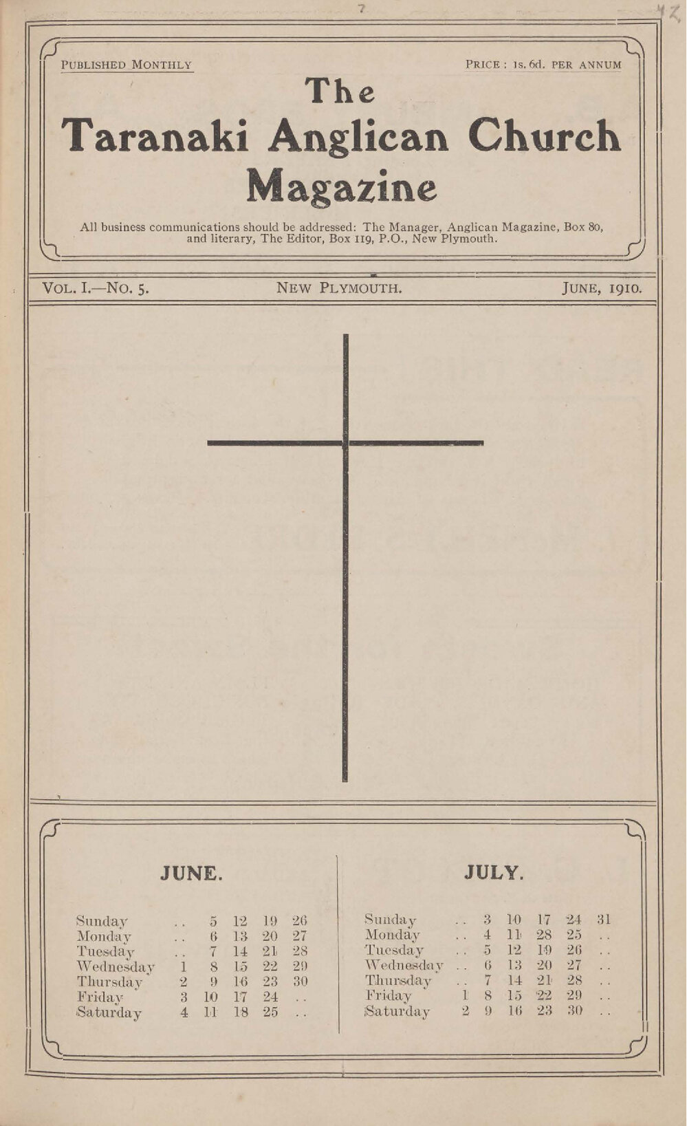 Taranaki Church Magazine 1910 June