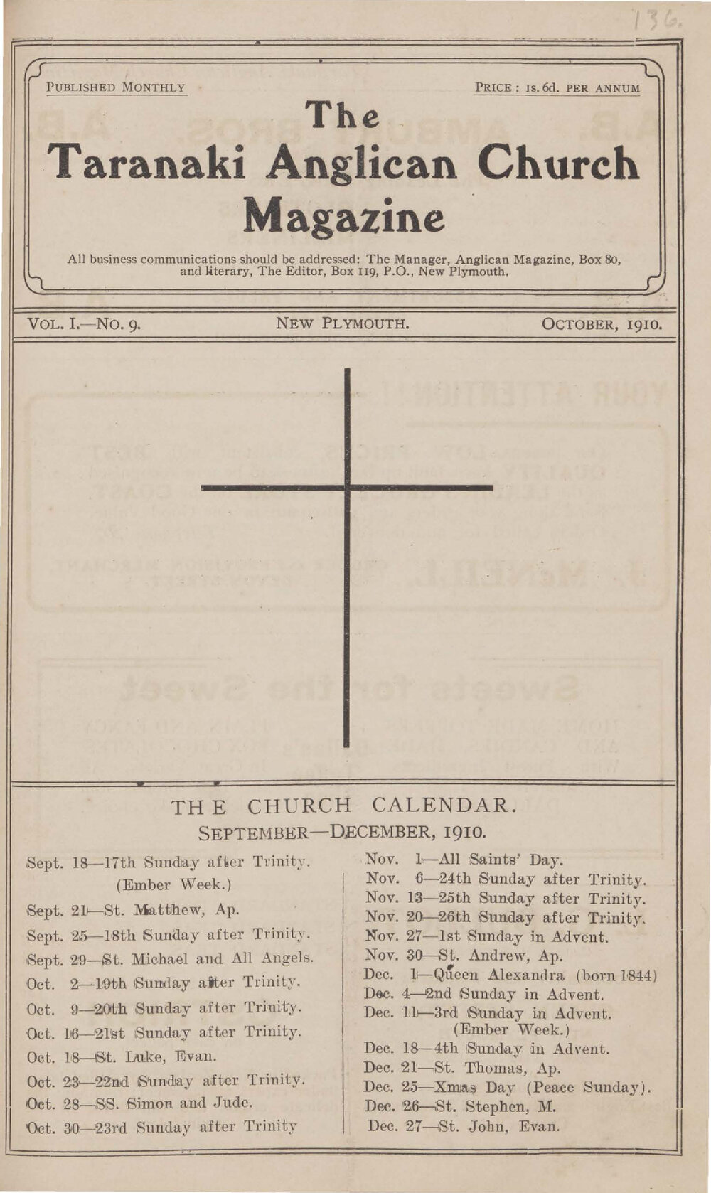 Taranaki Church Magazine 1910 October