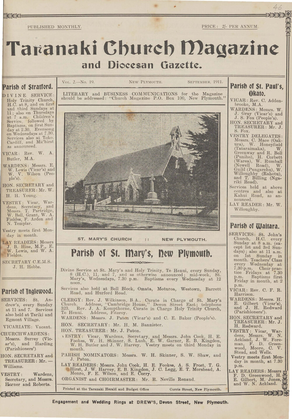 Taranaki Church Magazine 1911 September