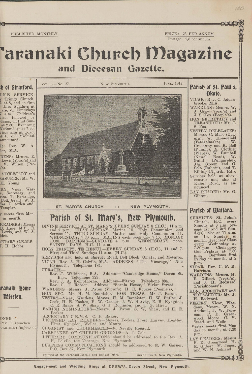 Taranaki Church Magazine 1912 June