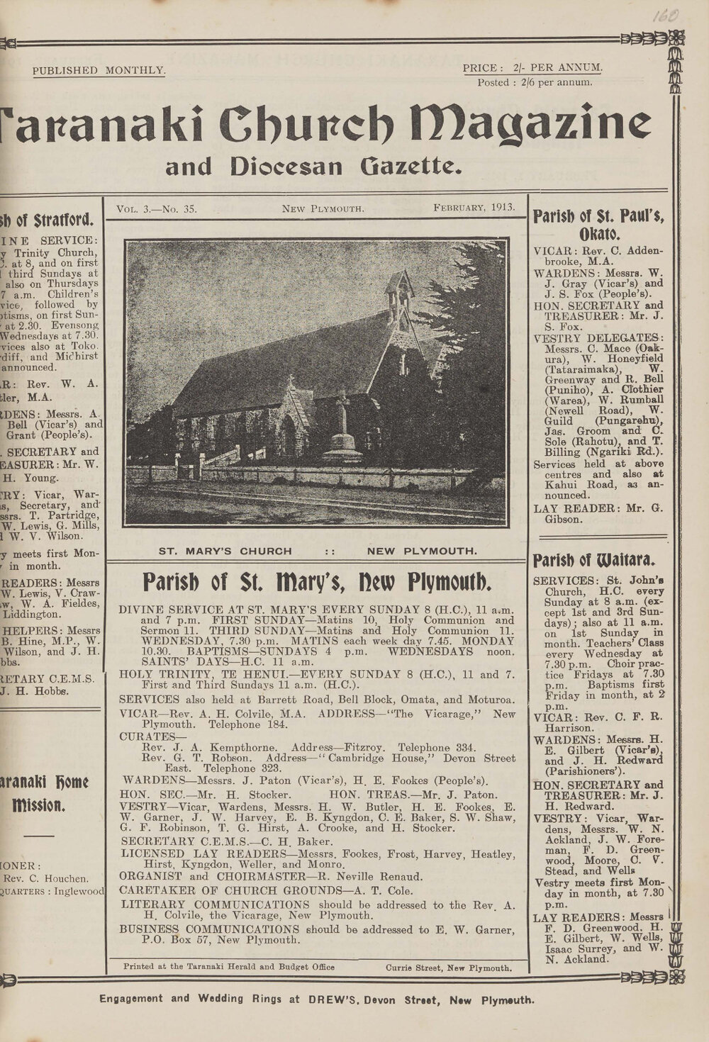 Taranaki Church Magazine 1913 February