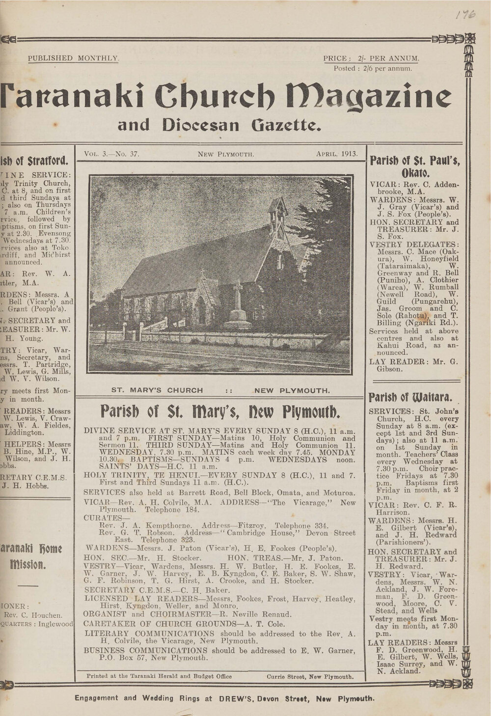   Taranaki Church Magazine 1913 April