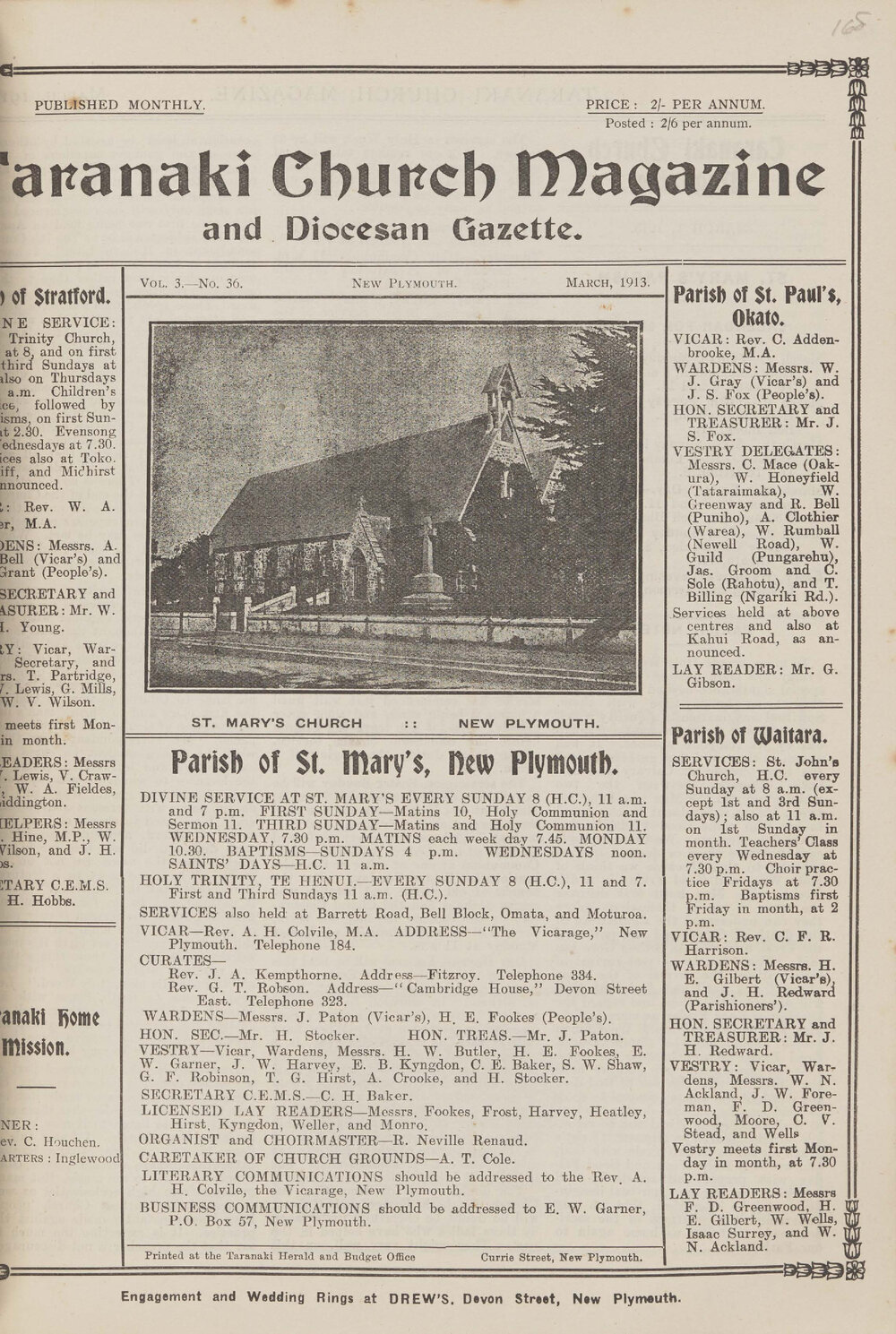 Taranaki Church Magazine 1913 March