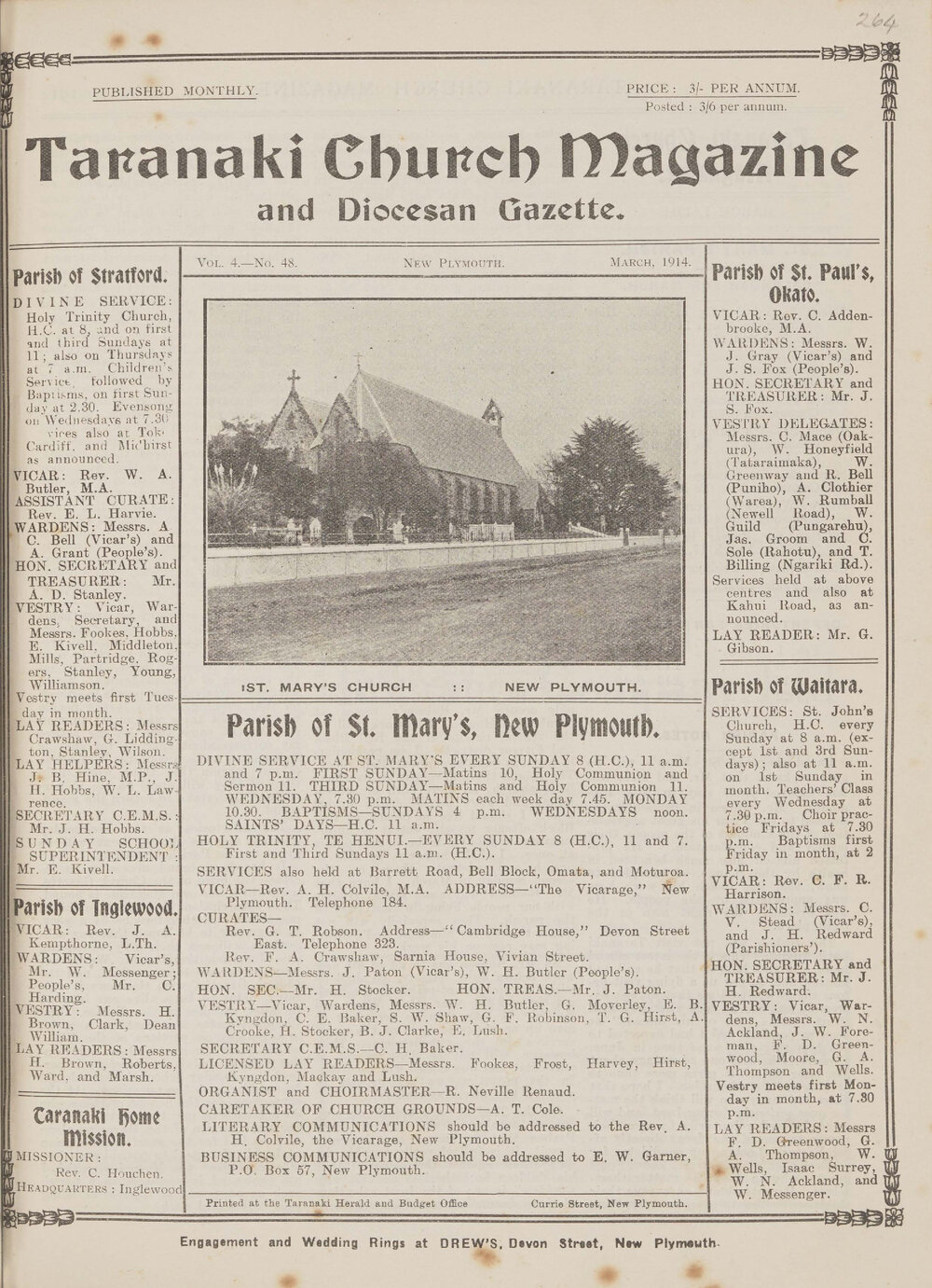 Taranaki Church Magazine 1914 March