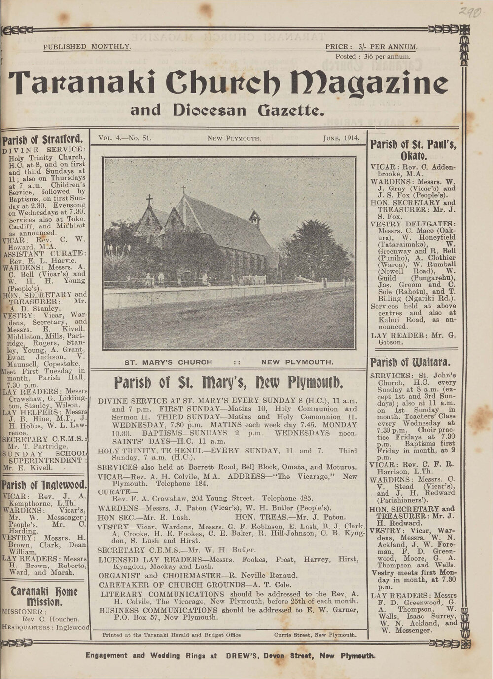 Taranaki Church Magazine 1914 June